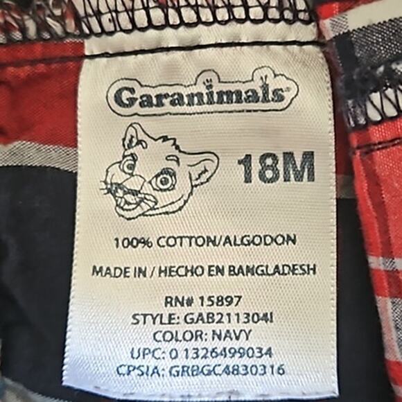 Excellent Garanimals Toddler Boys Pull-On Plaid Cotton Shorts Navy Red Blue 18M - Picture 3 of 4